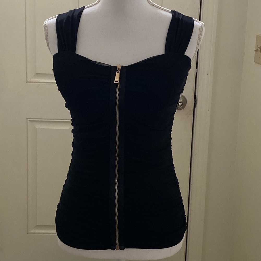 French Front Zipper Top